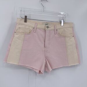 Hudson Jeans Lori colorblock denim shorts cut-off egret cream pink women new 32